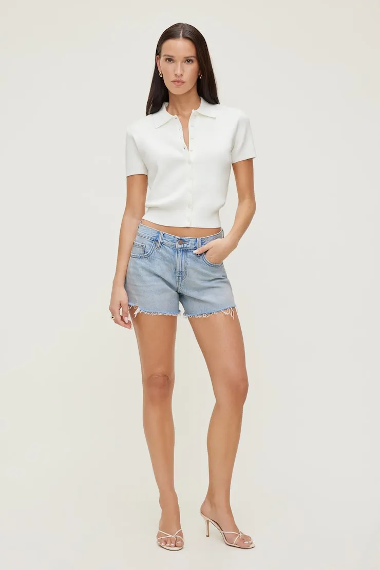 Polo Crewneck Cardigan - Dynamite - White - Women Clothing sold by Dynamite product image thumbnail 3