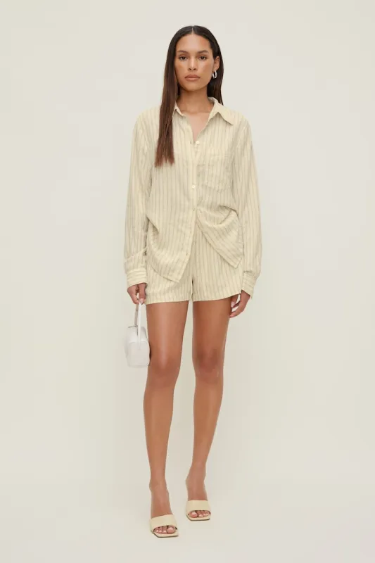 Linen High Rise Shorts - Dynamite - Yellow - Women Clothing made by Dynamite