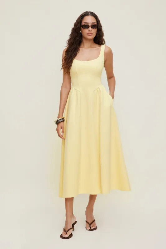 Irina Ponte Midi Dress - Dynamite - Yellow - Women Clothing made by Dynamite