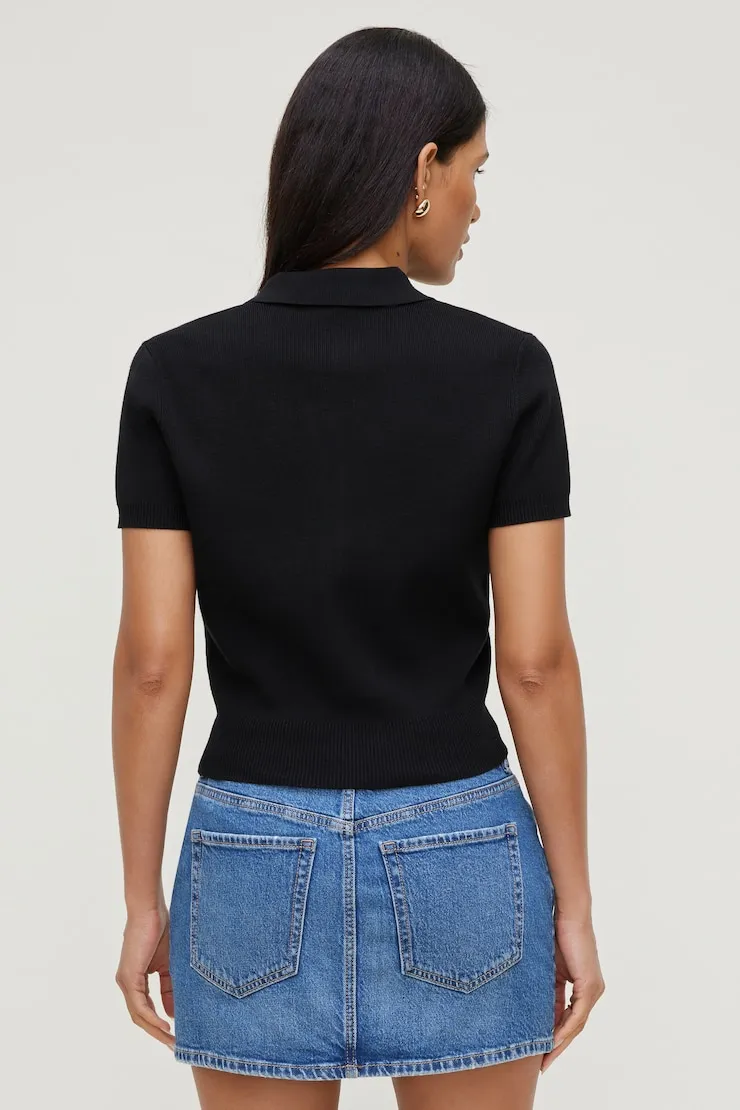 Polo Crewneck Cardigan - Dynamite - Black - Women Clothing sold by Dynamite product image thumbnail 2