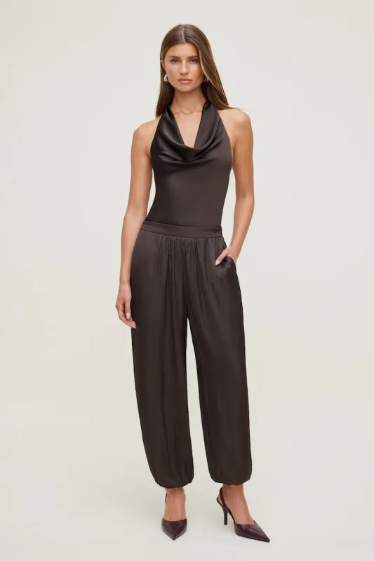 Satin Balloon Pants - Dynamite - Brown - Women Clothing made by Dynamite