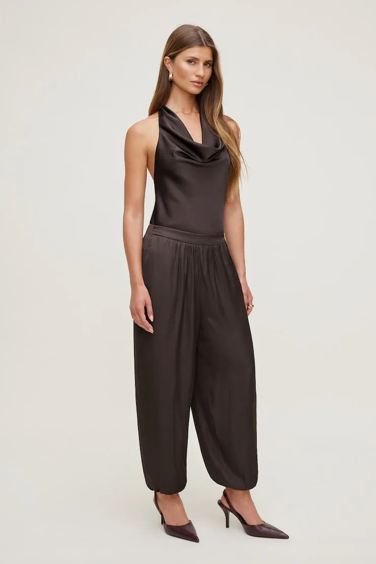 Satin Balloon Pants - Dynamite - Brown - Women Clothing sold by Dynamite product image thumbnail 3