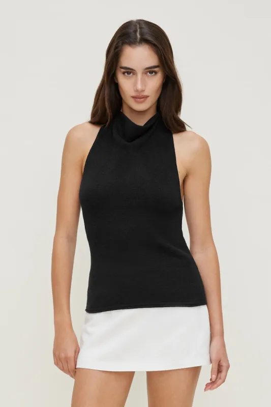 Mock Neck Sweater Tank Top - Dynamite - Black - Women Clothing made by Dynamite