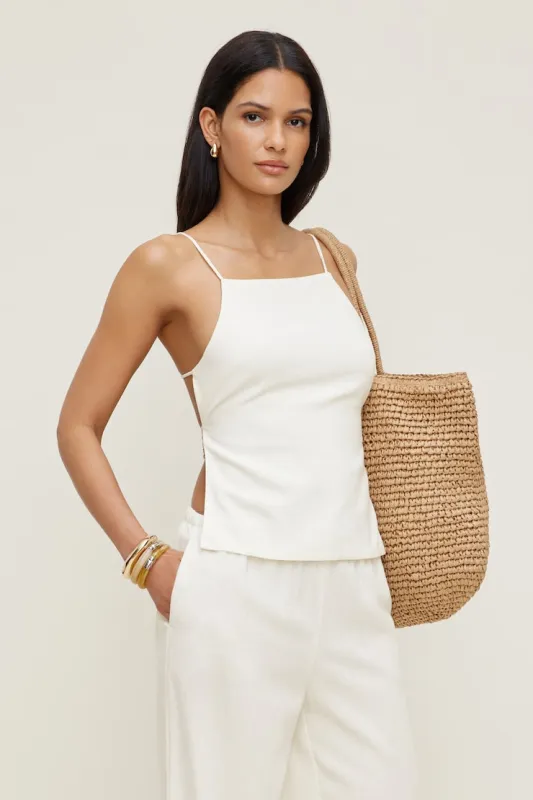 Linen Apron Top - Dynamite - White - Women Clothing made by Dynamite