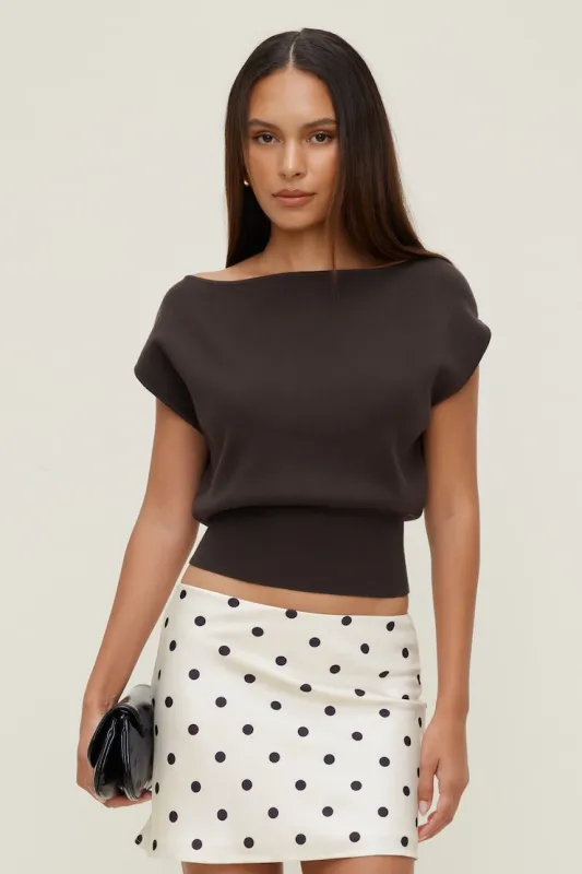 Aria Boat Neck Sweater - Dynamite - Brown - Women Clothing made by Dynamite