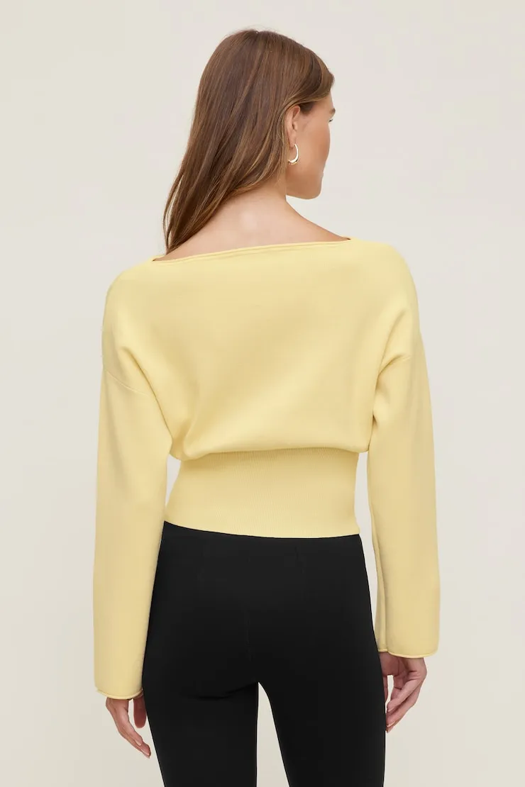 Cinched Boat Neck Sweater - Dynamite - Yellow - Women Clothing sold by Dynamite product image thumbnail 2