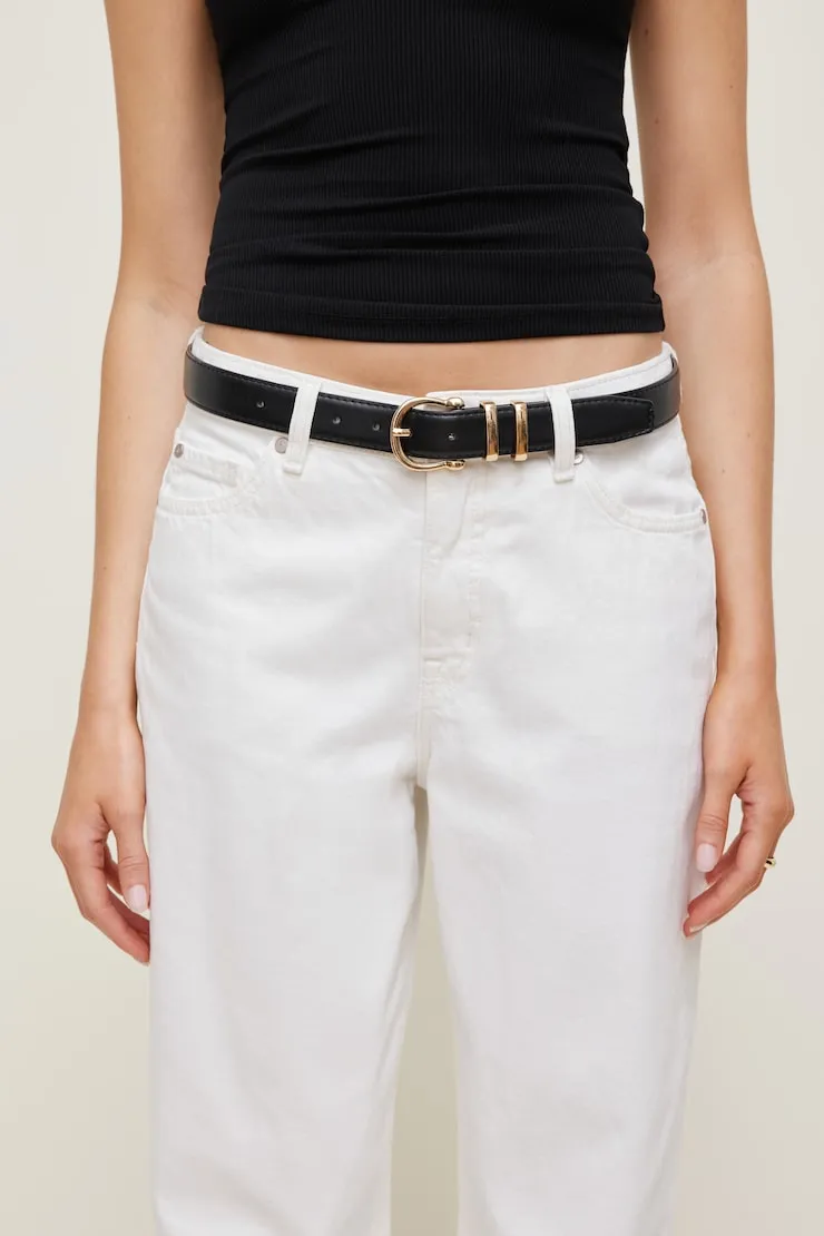 Classic Faux Leather Belt - Dynamite - Black - Women Clothing sold by Dynamite product image thumbnail 2