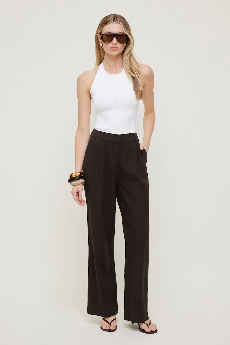 Alex Linen Wide Leg Pants - Dynamite - Brown - Women Clothing sold by Dynamite