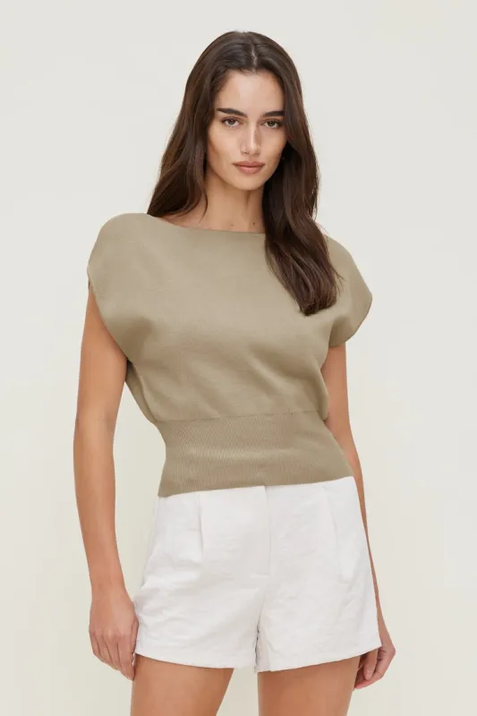 Aria Boat Neck Sweater - Dynamite - Beige - Women Clothing made by Dynamite