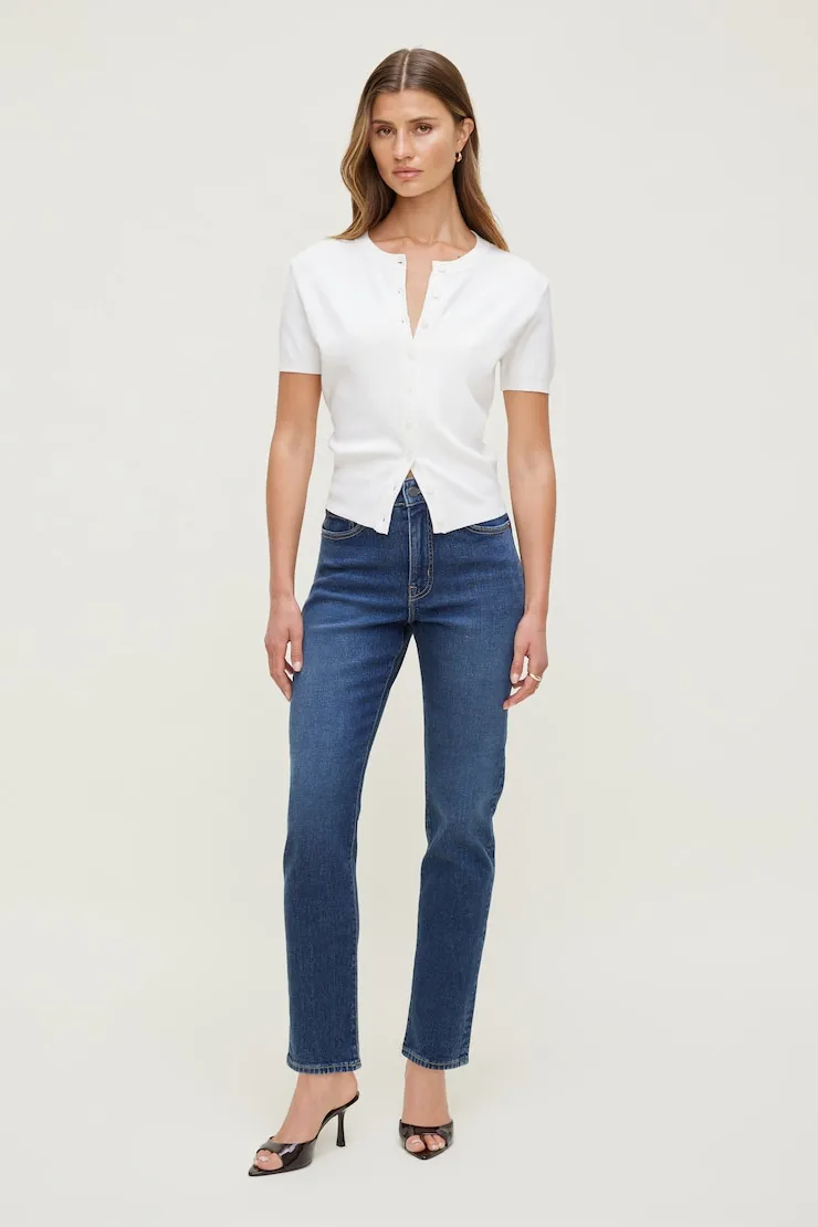 Frenchie Stretch High Rise Slim Leg Jeans - Dynamite - Blue - Women Clothing sold by Dynamite
