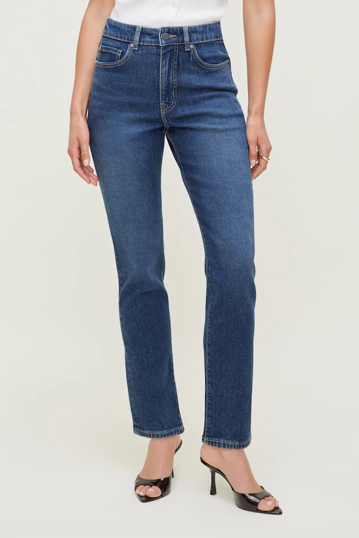 Frenchie Stretch High Rise Slim Leg Jeans - Dynamite - Blue - Women Clothing sold by Dynamite product image thumbnail 4