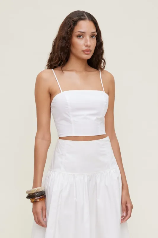 Cropped Poplin Tank Top - Dynamite - White - Women Clothing made by Dynamite