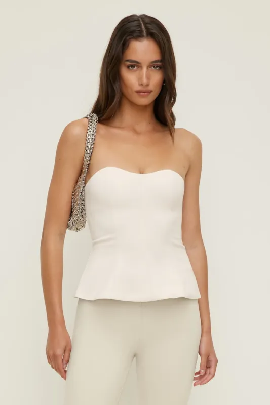 Peplum Bustier Top - Dynamite - Beige - Women Clothing made by Dynamite