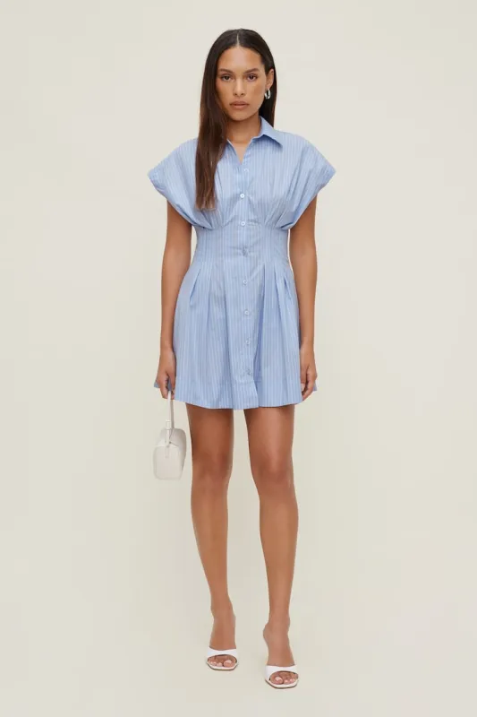 Poplin Mini Shirt Dress - Dynamite - Blue - Women Clothing made by Dynamite