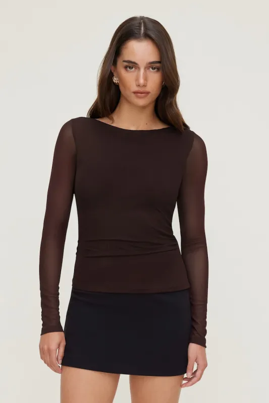 Stella Mesh Long Sleeve Top - Dynamite - Purple - Women Clothing made by Dynamite