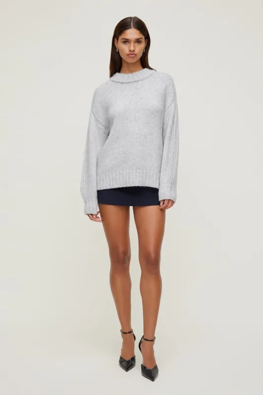 Mabel Chunky Crewneck Sweater - Dynamite - Greys - Women Clothing made by Dynamite