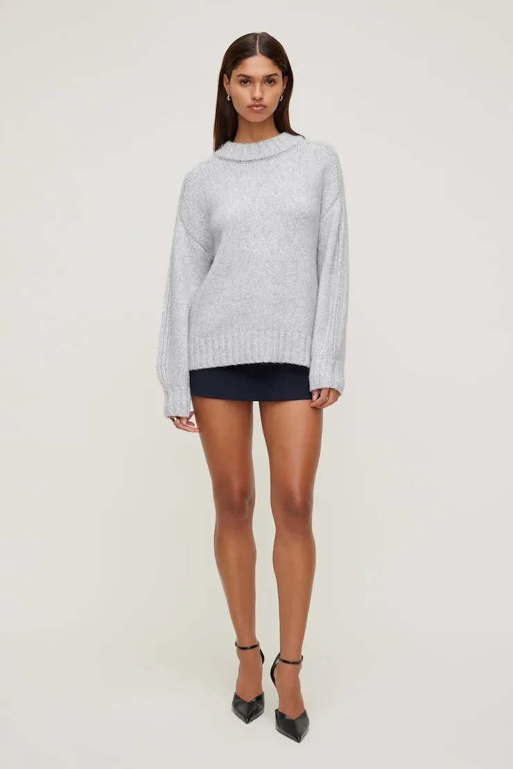 Mabel Chunky Crewneck Sweater - Dynamite - Greys - Women Clothing sold by Dynamite