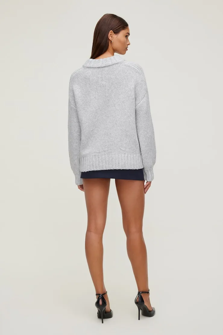 Mabel Chunky Crewneck Sweater - Dynamite - Greys - Women Clothing sold by Dynamite product image thumbnail 2