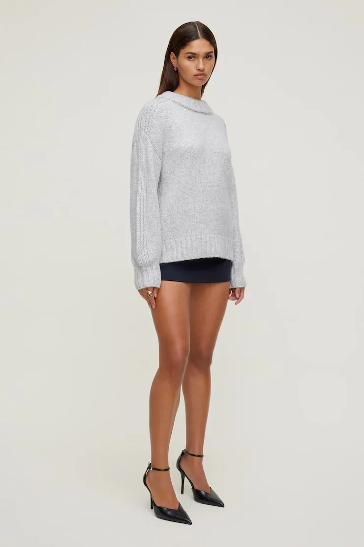 Mabel Chunky Crewneck Sweater - Dynamite - Greys - Women Clothing sold by Dynamite product image thumbnail 3