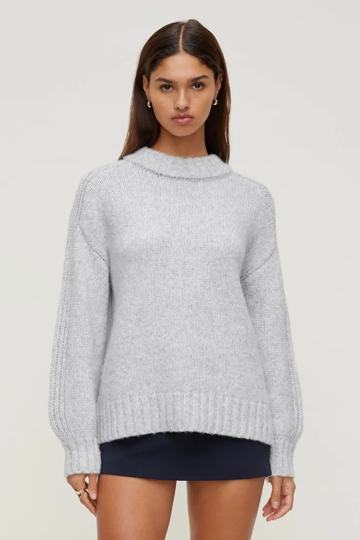 Mabel Chunky Crewneck Sweater - Dynamite - Greys - Women Clothing sold by Dynamite product image thumbnail 4