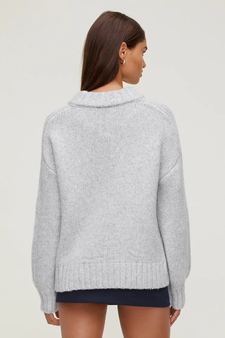 Mabel Chunky Crewneck Sweater - Dynamite - Greys - Women Clothing sold by Dynamite product image thumbnail 5