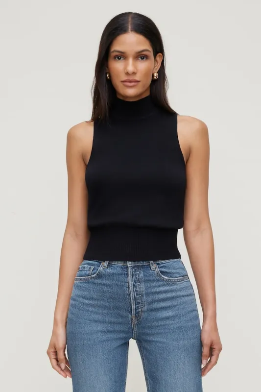 Mock Neck Sweater Vest - Dynamite - Black - Women Clothing made by Dynamite