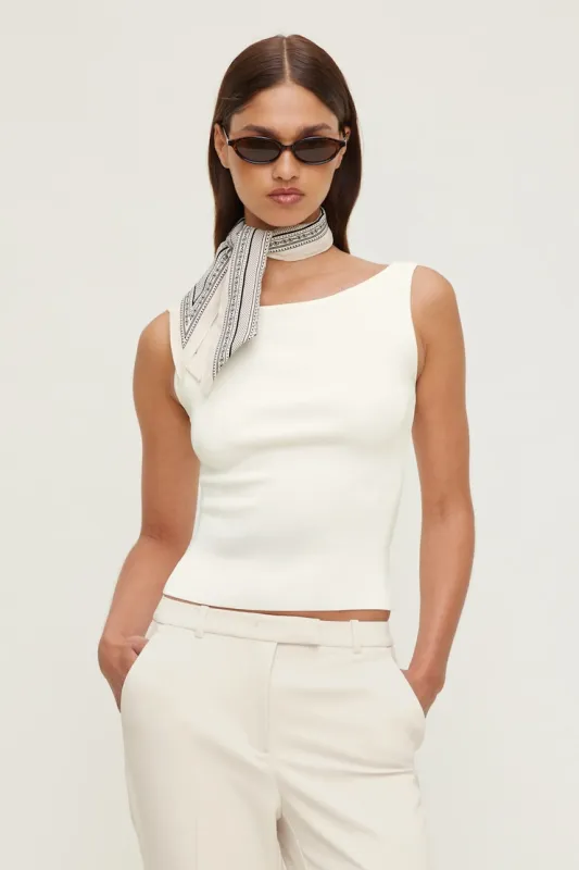 Boat Neck Sweater Tank Top - Dynamite - White - Women Clothing made by Dynamite