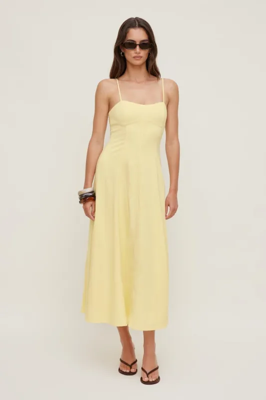 Belle Linen Maxi Dress - Dynamite - Yellow - Women Clothing made by Dynamite