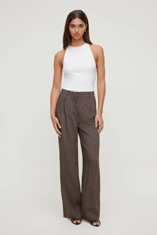 Alex Striped Wide Leg Pants - Dynamite - Brown - Women Clothing made by Dynamite