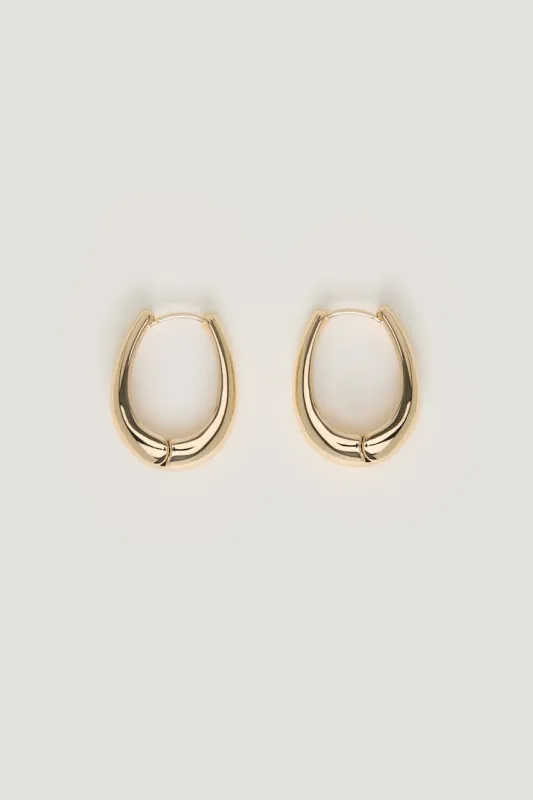 Oval Hoop Earrings - Dynamite - Yellow - Women Clothing made by Dynamite