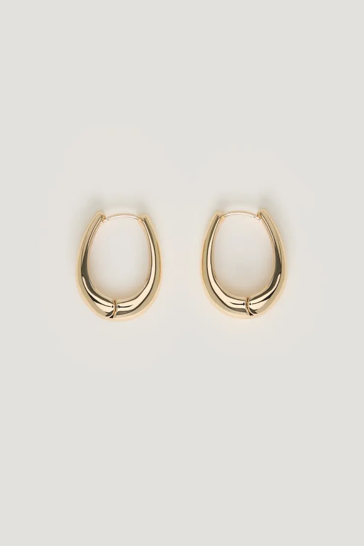 Oval Hoop Earrings - Dynamite - Yellow - Women Clothing sold by Dynamite