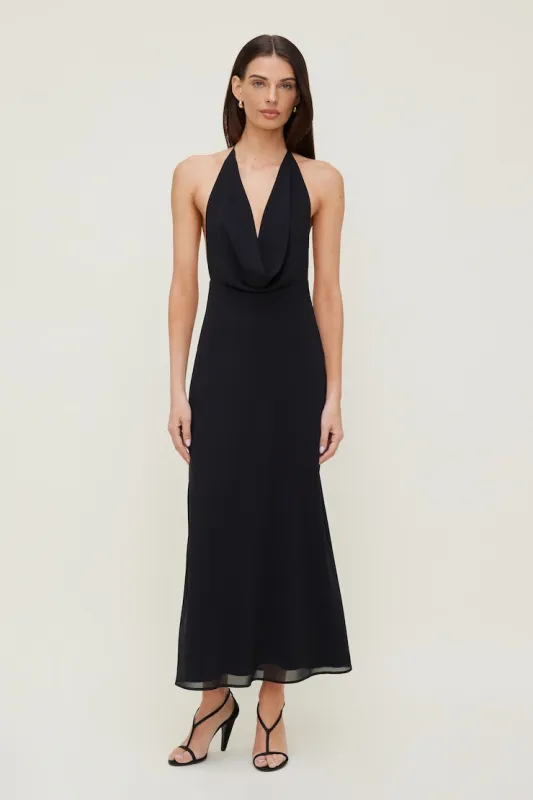 Plunge Cowl Neck Maxi Dress - Dynamite - Black - Women Clothing made by Dynamite