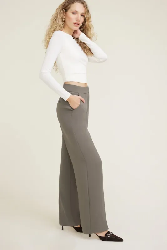 Yasmin Airflow Straight Leg Pants - Dynamite - Brown - Women Clothing made by Dynamite