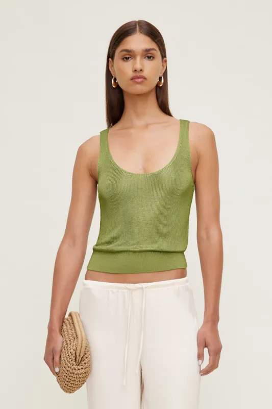 High Shine Sweater Tank Top - Dynamite - Green - Women Clothing made by Dynamite