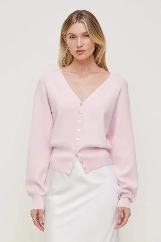 V Neck Cardigan - Dynamite - Pink - Women Clothing made by Dynamite