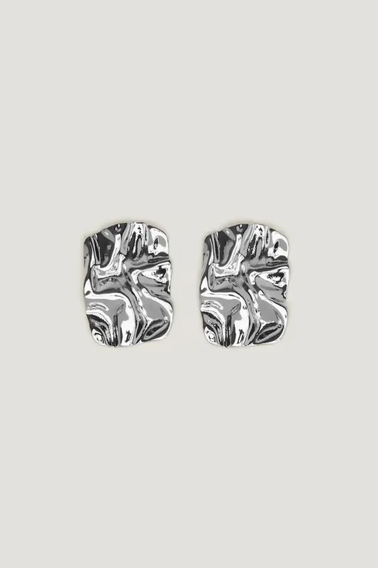 Crumpled Button Earrings - Dynamite - Greys - Women Clothing made by Dynamite