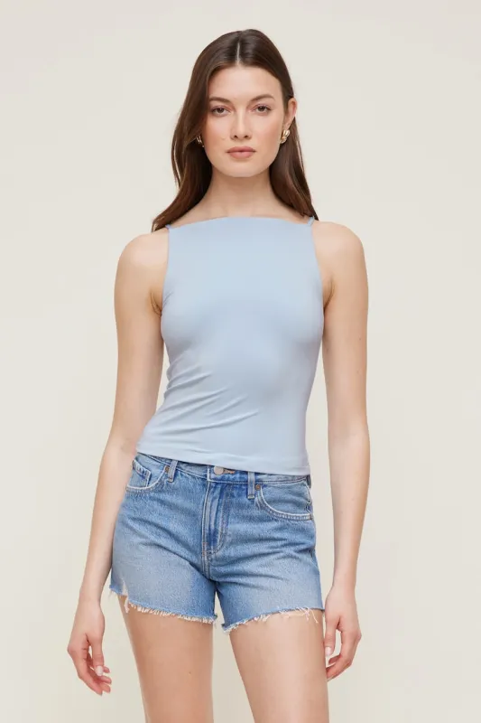 Sculpt Strappy Boat Neck Tank Top - Dynamite - Blue - Women Clothing made by Dynamite