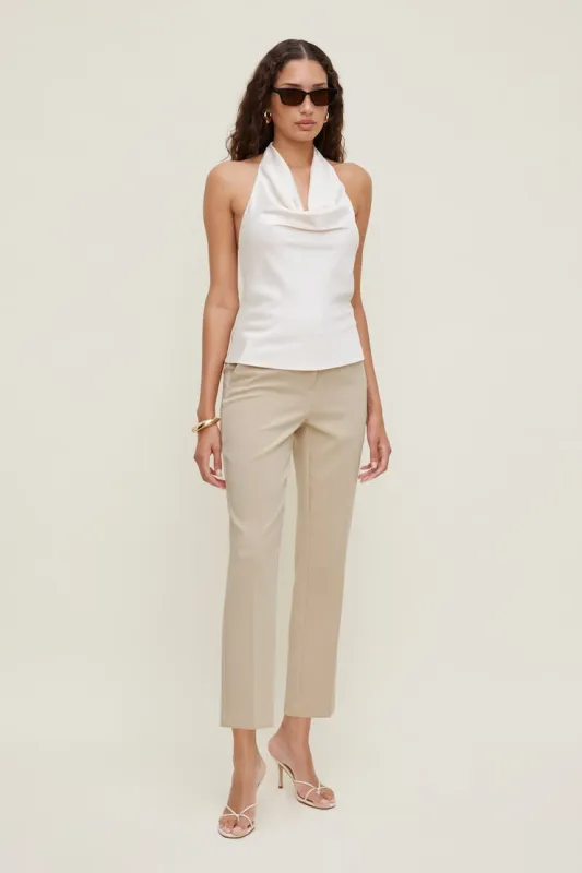 High Rise Slim Fit Pants - Dynamite - Beige - Women Clothing made by Dynamite