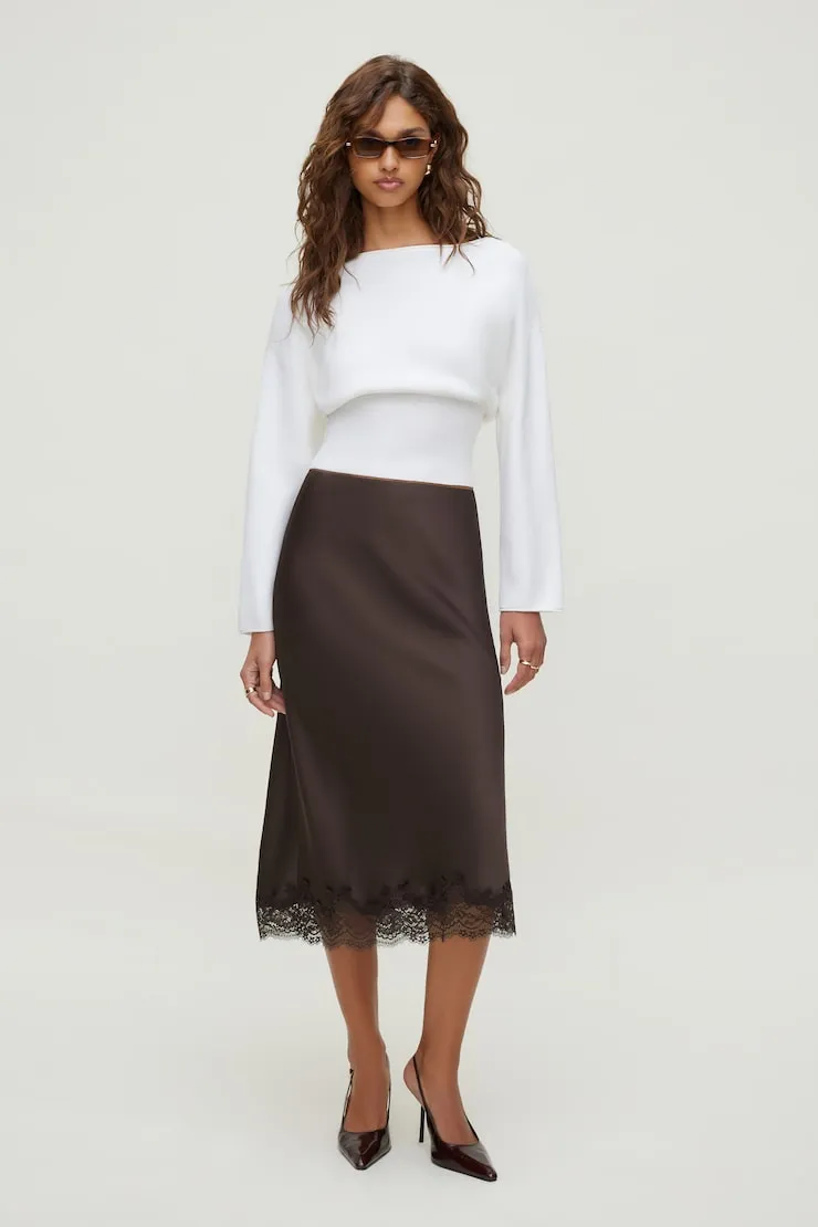 Cinched Boat Neck Sweater - Dynamite - White - Women Clothing sold by Dynamite product image thumbnail 3