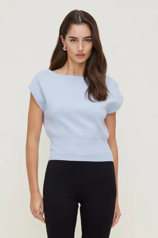 Aria Boat Neck Sweater - Dynamite - Blue - Women Clothing made by Dynamite
