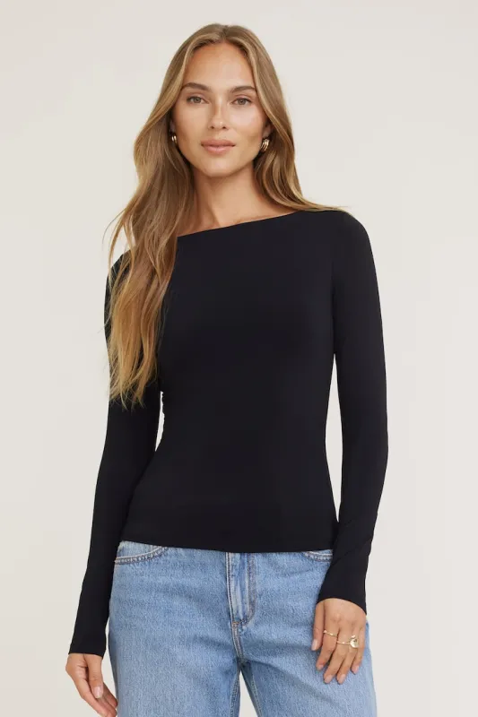 Nola Sculpt Long Sleeve Top - Dynamite - Black - Women Clothing made by Dynamite