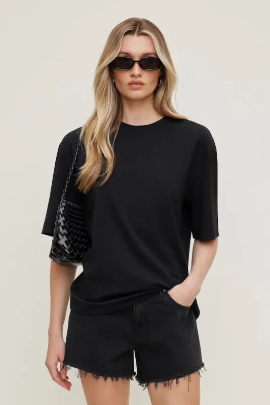 Oversized Cotton Modal T Shirt - Dynamite - Black - Women Clothing made by Dynamite