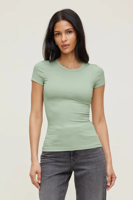 Rumi Crewneck T Shirt - Dynamite - Green - Women Clothing made by Dynamite