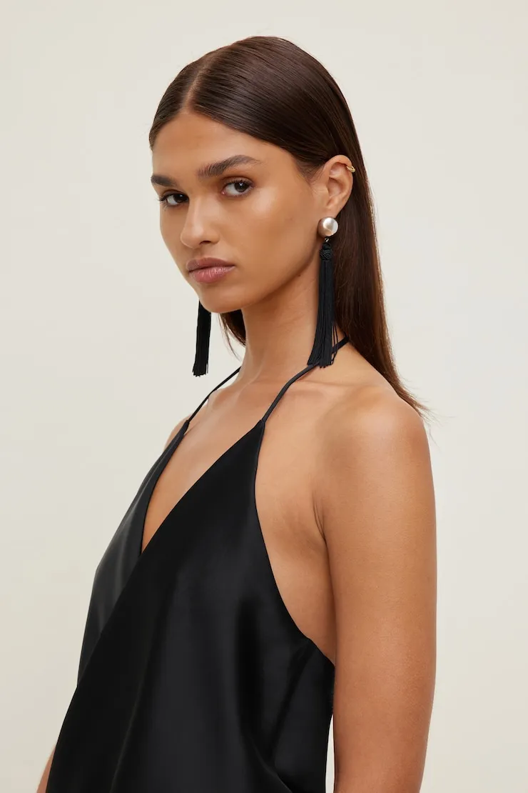 Oversized Fringe Earrings - Dynamite - Black - Women Clothing sold by Dynamite product image thumbnail 2