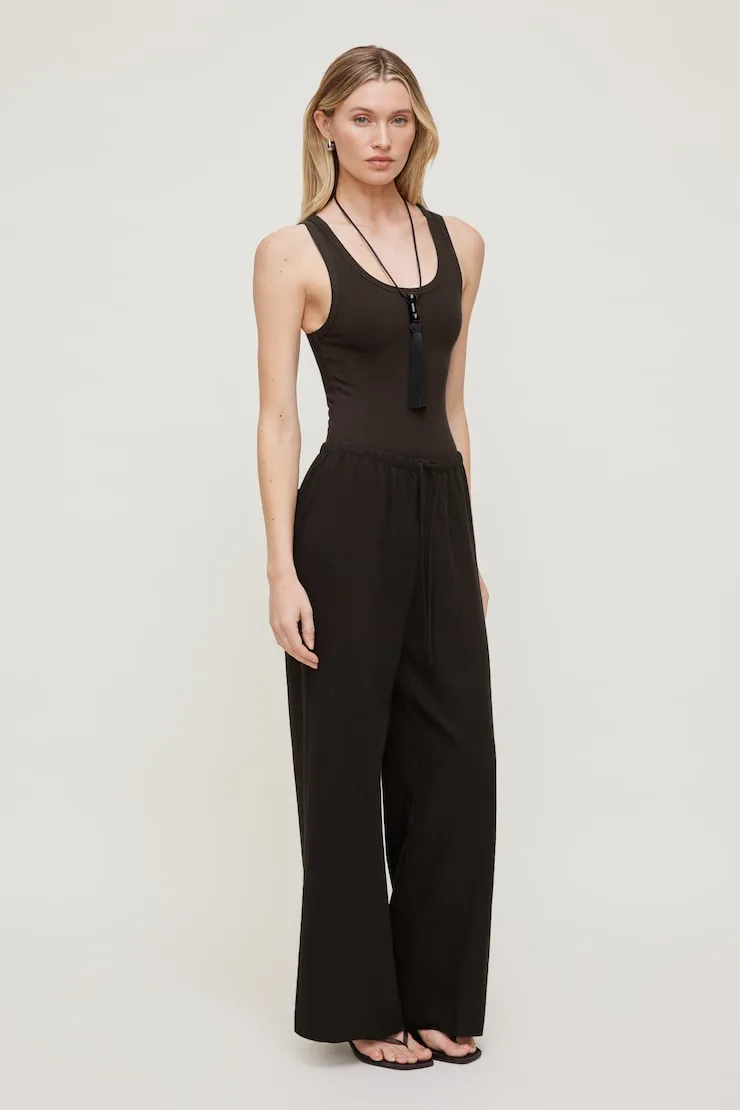Leo Linen Wide Leg Pants - Dynamite - Brown - Women Clothing sold by Dynamite product image thumbnail 3