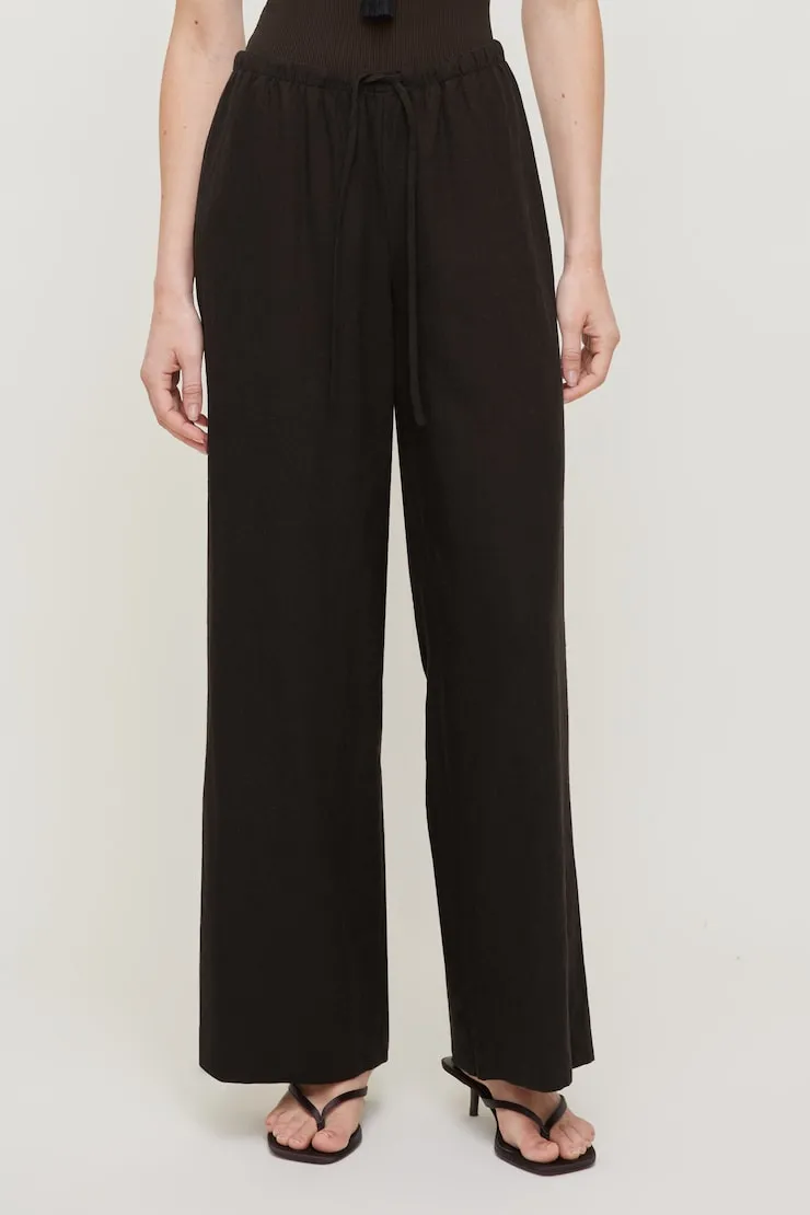 Leo Linen Wide Leg Pants - Dynamite - Brown - Women Clothing sold by Dynamite product image thumbnail 4