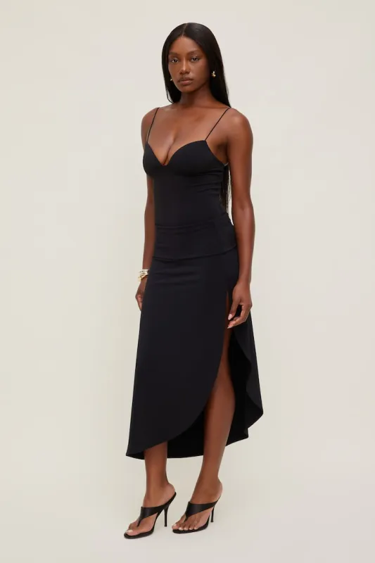 Sculpt Slit Midi Skirt - Dynamite - Black - Women Clothing made by Dynamite