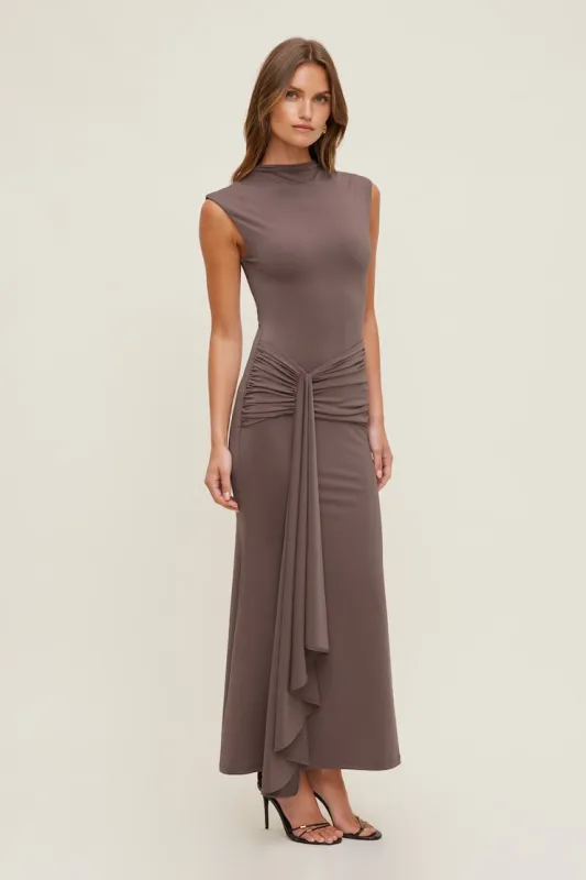 Talia Sculpt Maxi Dress - Dynamite - Brown - Women Clothing made by Dynamite