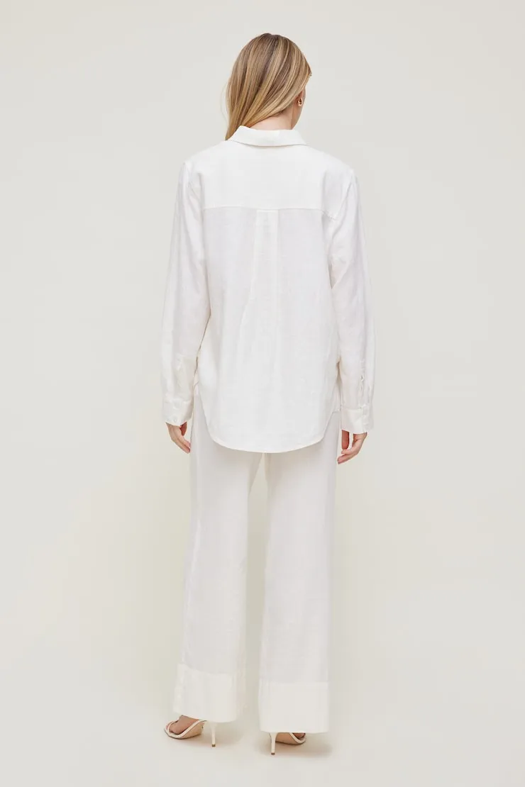 Leo Linen Wide Leg Pants - Dynamite - White - Women Clothing sold by Dynamite product image thumbnail 2