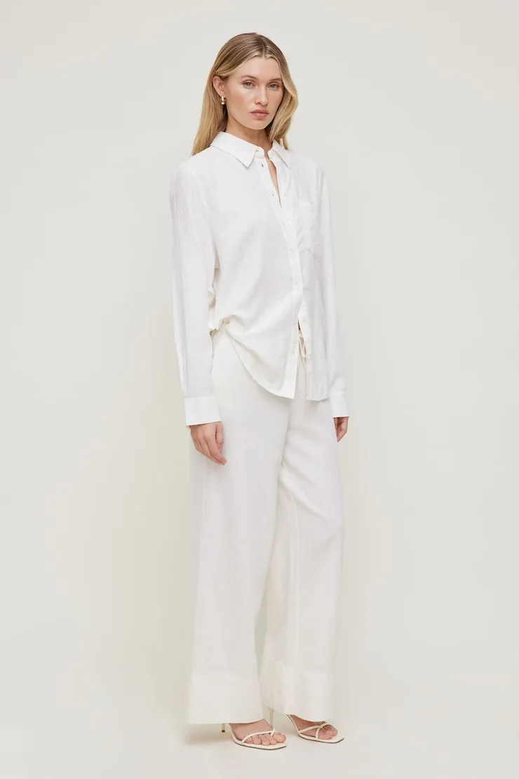 Leo Linen Wide Leg Pants - Dynamite - White - Women Clothing sold by Dynamite product image thumbnail 3